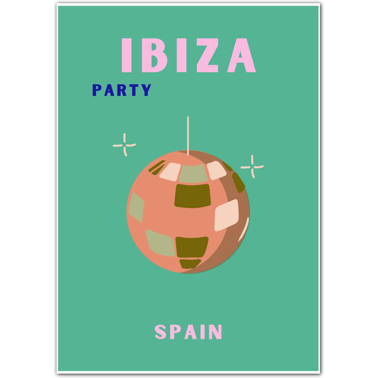 Ibiza Disco Party Tropical Retro Art Print