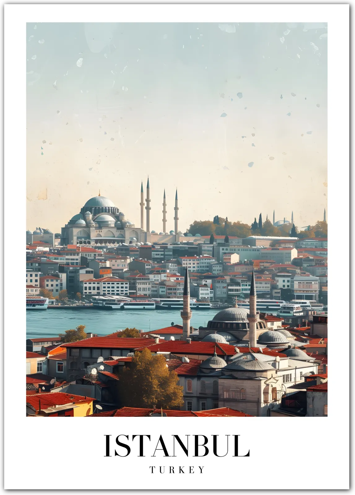 Historic Istanbul Skyline Art Print - Majestic Minarets and the Bosphorus Bridge