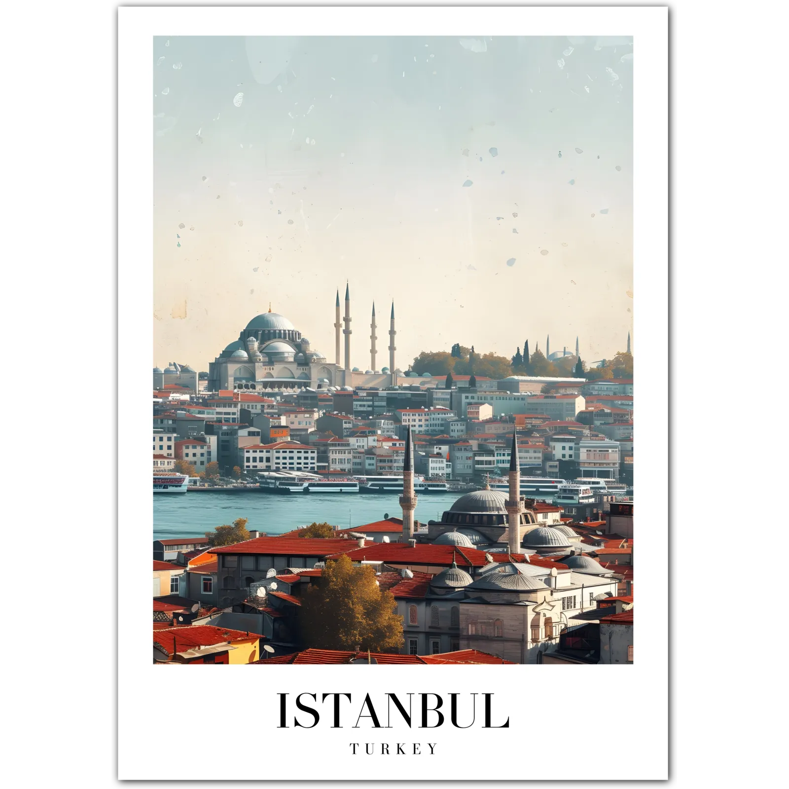 Historic Istanbul Skyline Art Print - Majestic Minarets and the Bosphorus Bridge