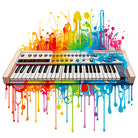 Electric Keyboard Paint Splash Digital Artwork 3