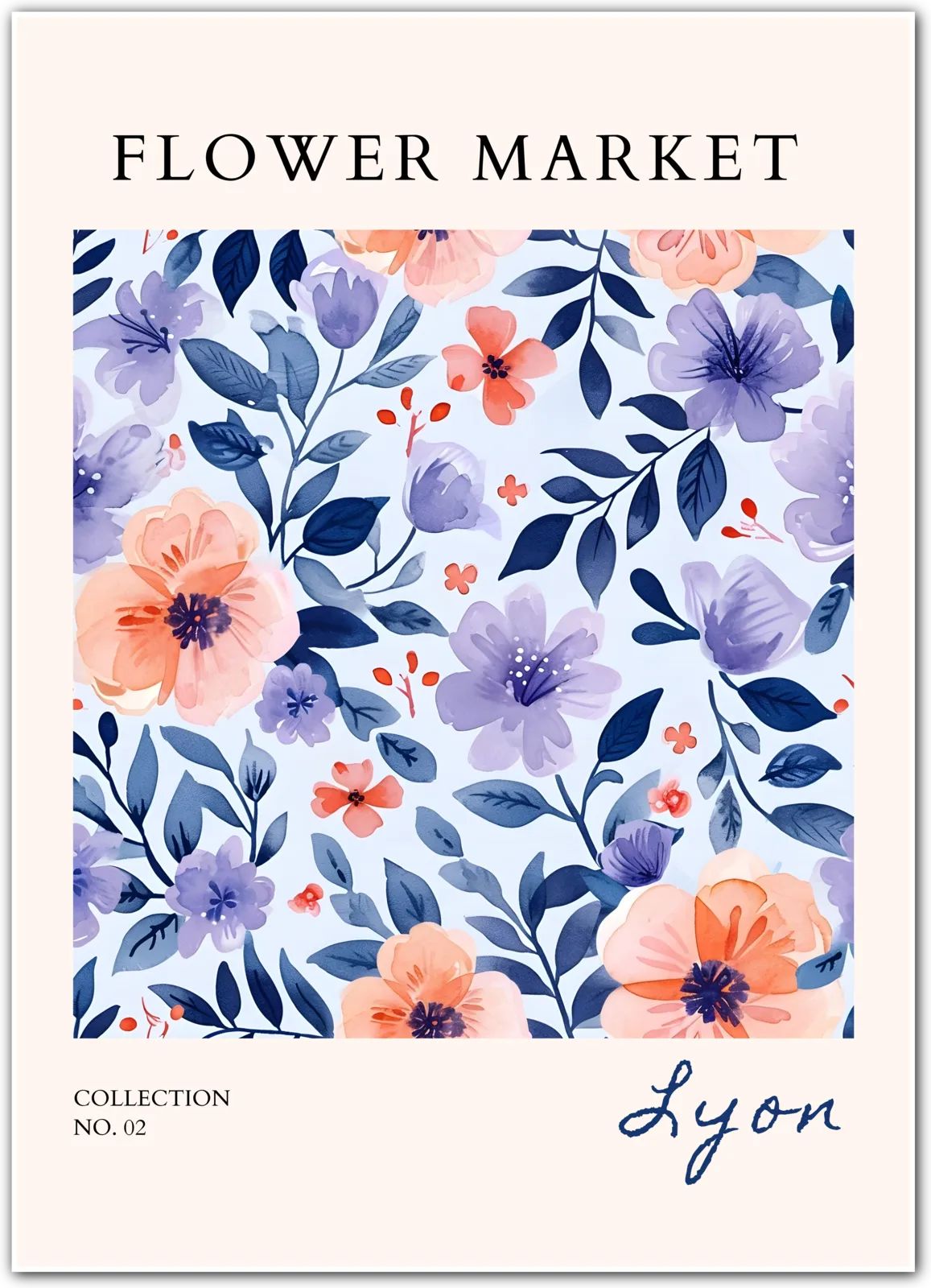 Lyon Provence Bloom Watercolour Print – French Botanical Elegance