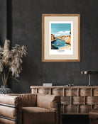 Lagos Cove Art Print With Sandy Beach And Terracotta Rooftops 2