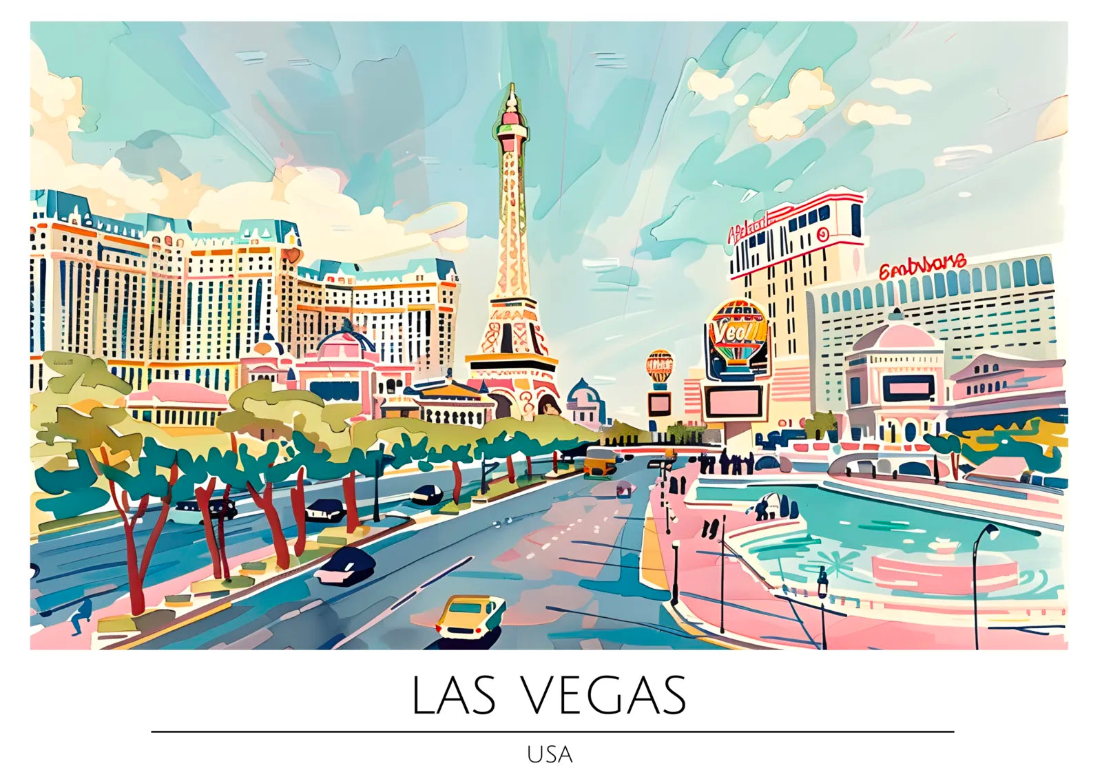 Las Vegas Strip Scene with Casinos Art Print 3