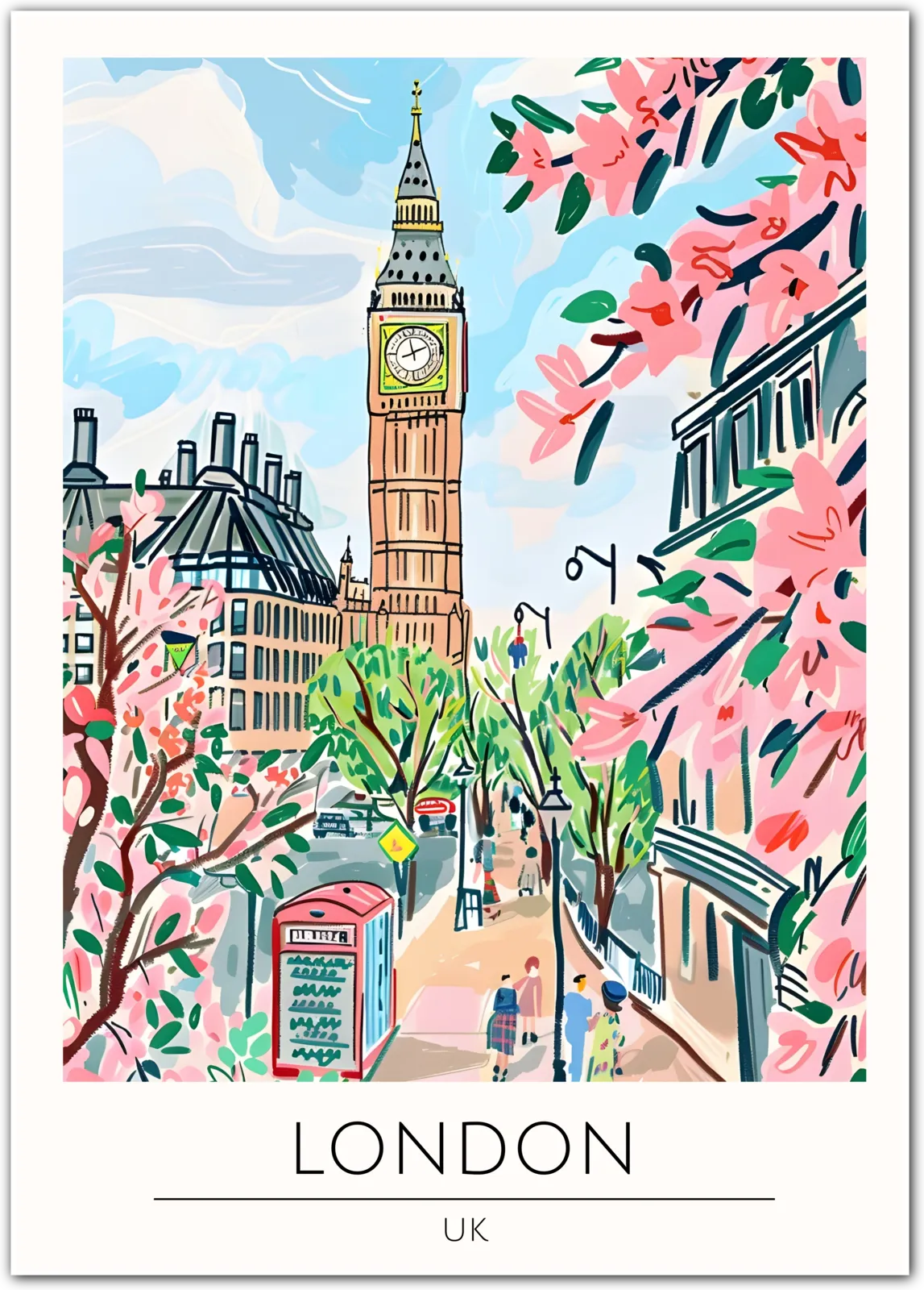 London Art Print - Iconic Big Ben and City Streets