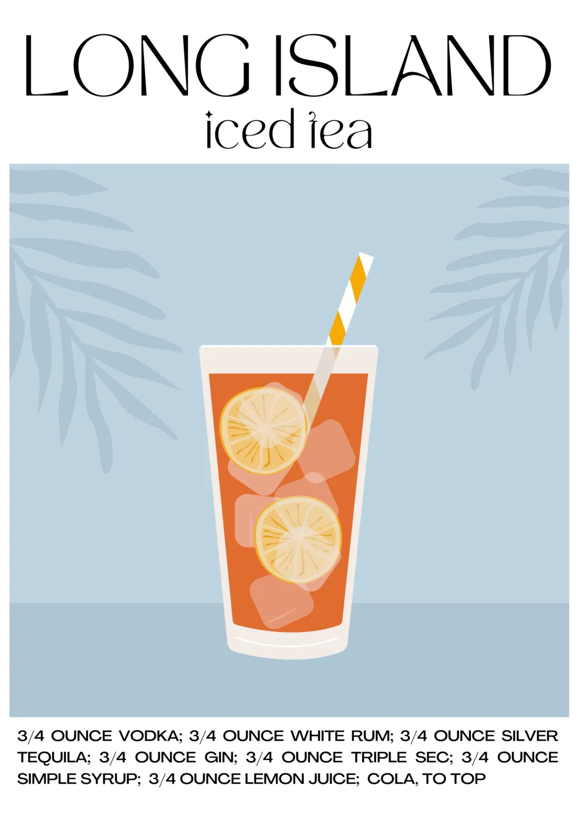 Long Island Iced Tea Art Print – Retro Aqua & Fern Decor 3