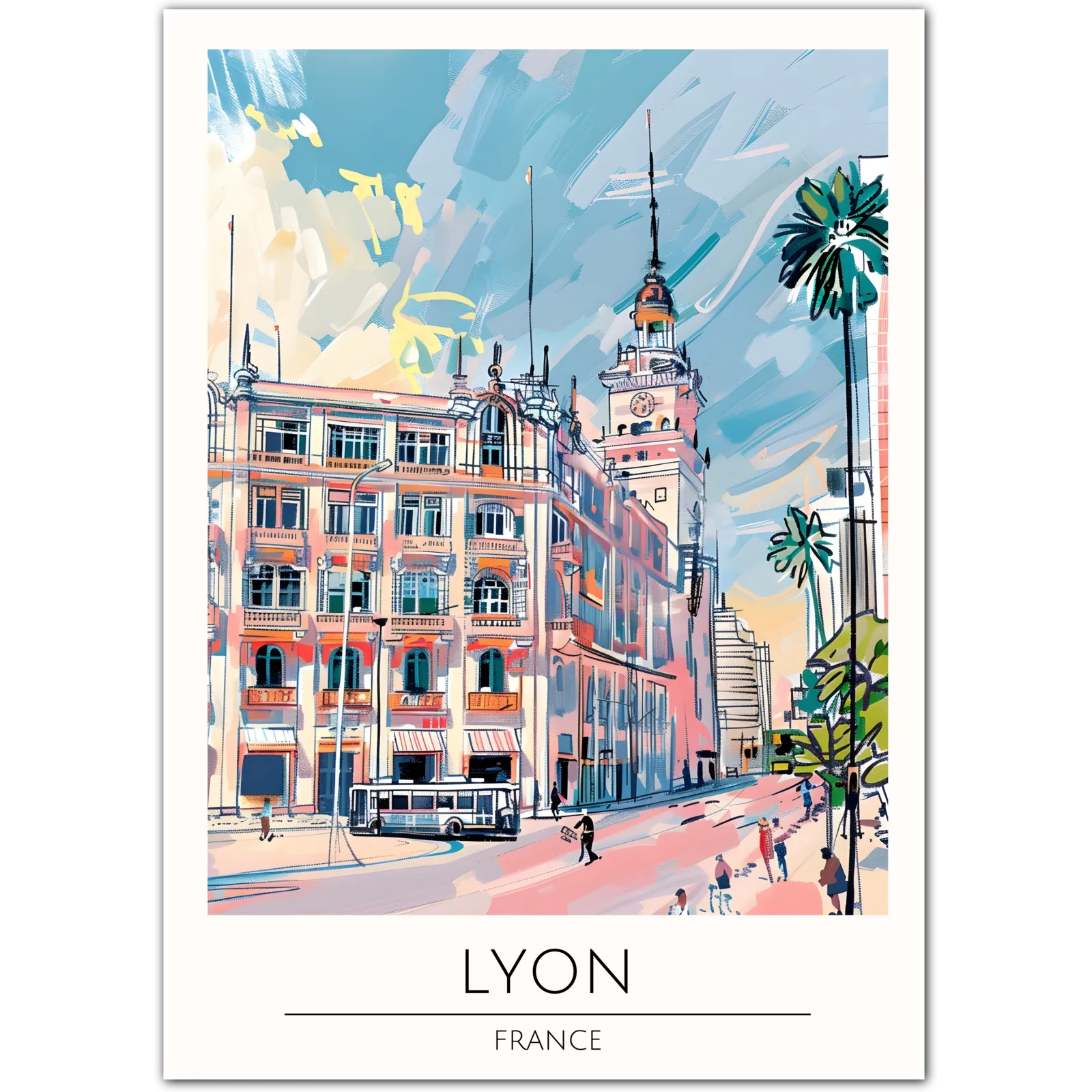 Lyon City Art Print - Charming Streets of France’s Cultural Capital