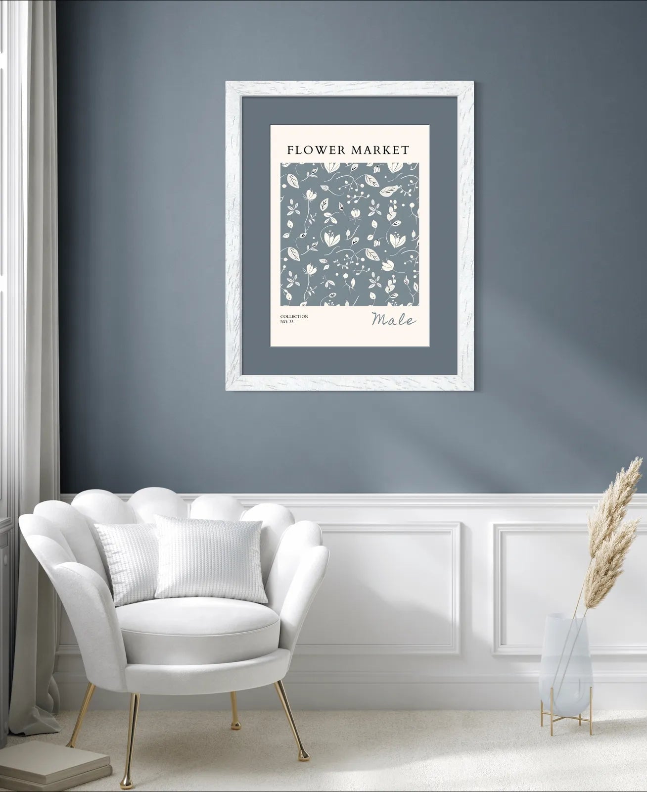 Malé Midnight Garden Art Print – Minimalist Maldivian Floral Design