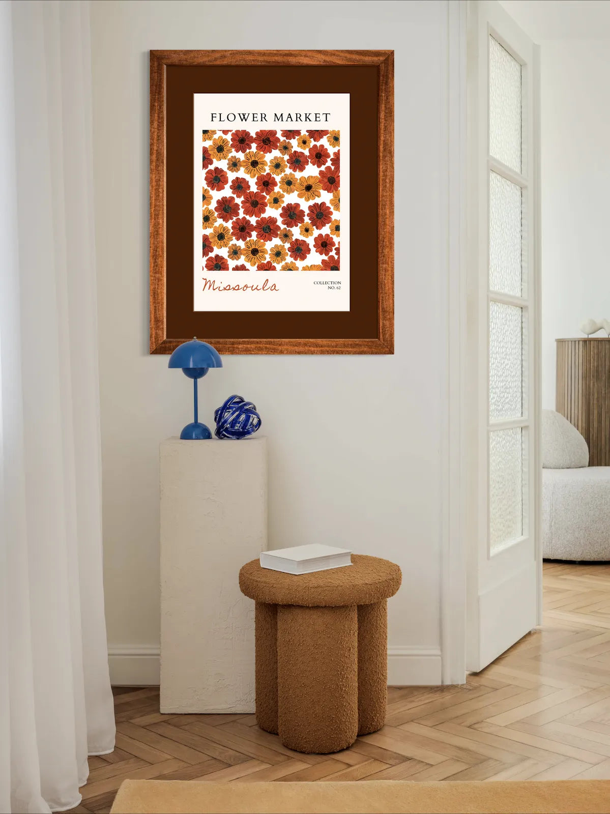 Missoula Wildflower Print – Bold Red and Amber Botanical Art