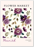 Munich Flower Market Art Print – Moody Violets in Vintage Watercolour