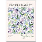 Whispers of the Aegean – Mykonos Leafy Pastel Wall Art