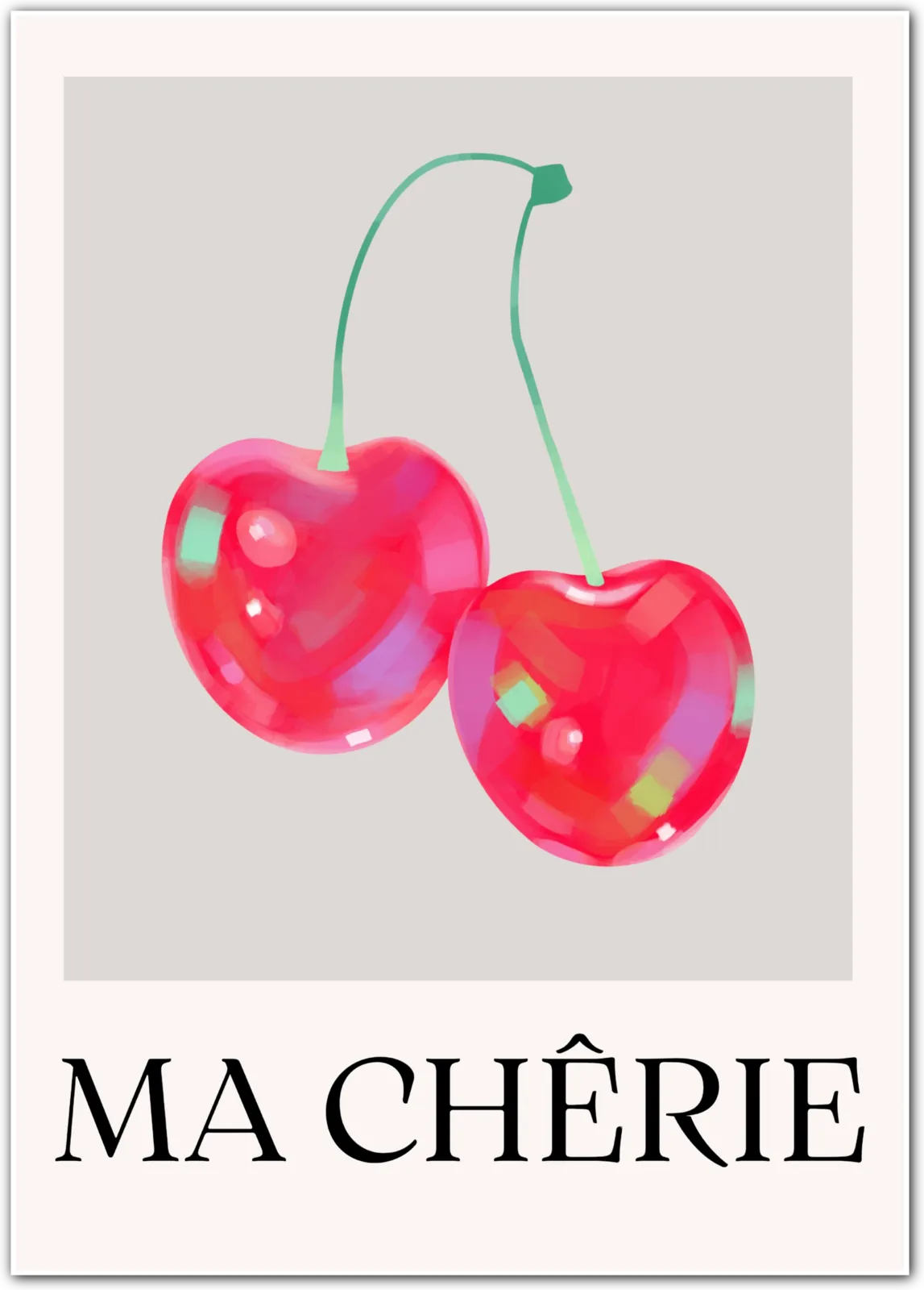 Ma Chérie Cherry Illustration – French Chic Art Print