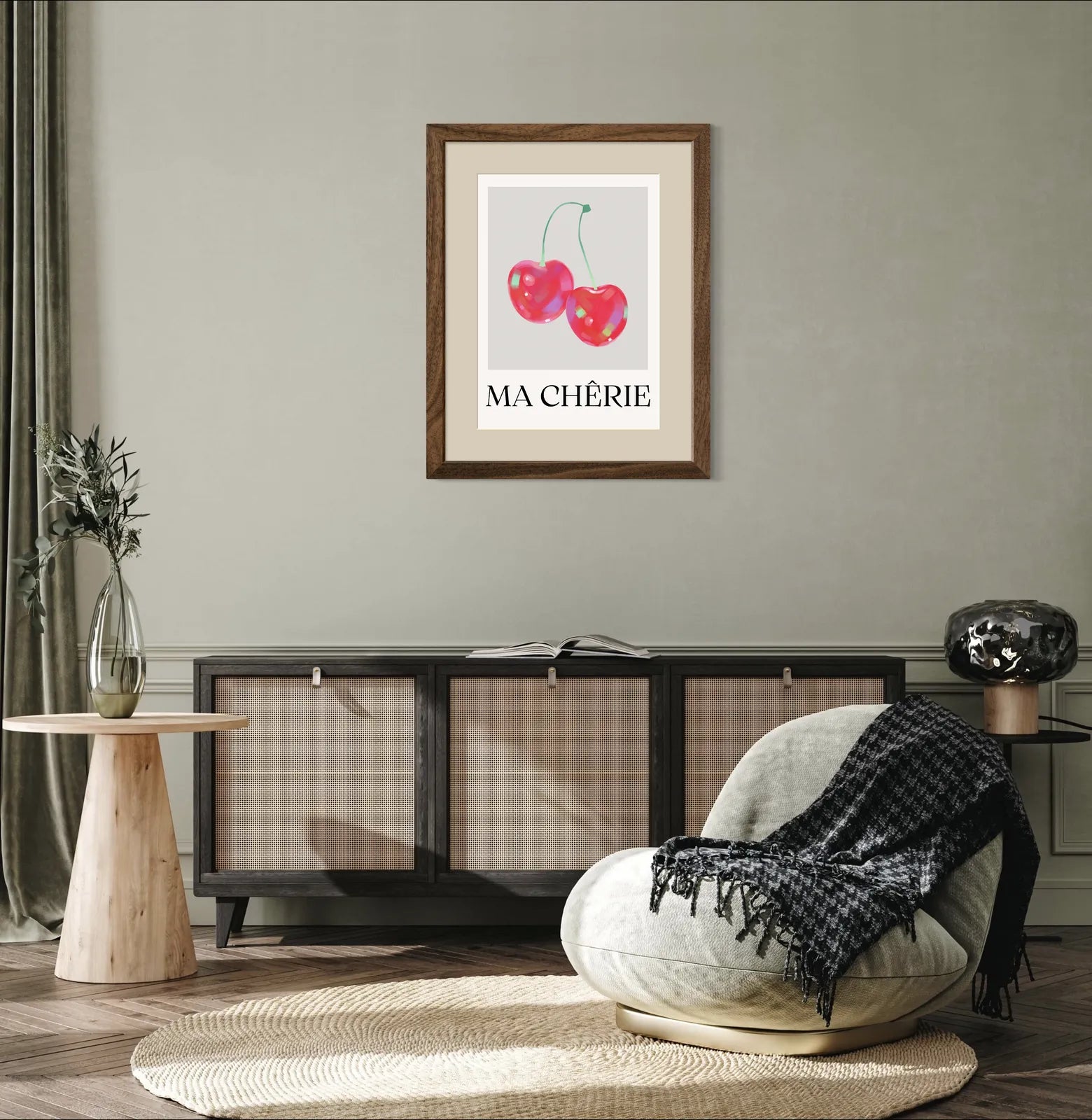 Ma Chérie Cherry Illustration – French Chic Art Print