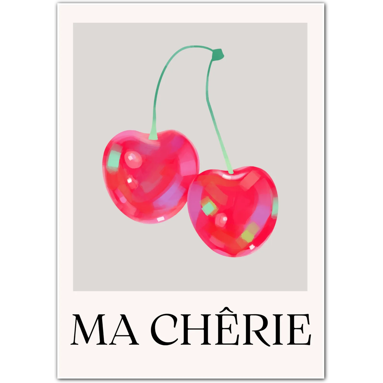 Ma Chérie Cherry Illustration – French Chic Art Print