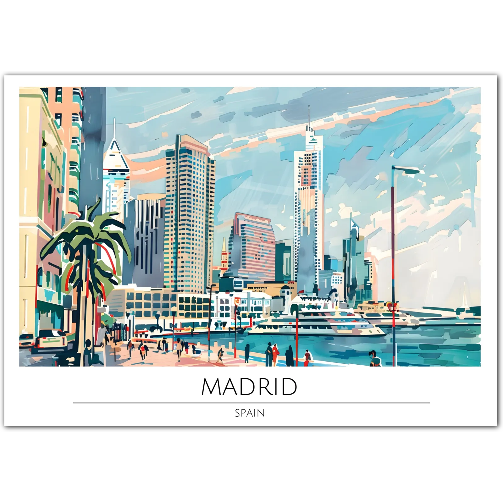 Modern Madrid Skyline - Spain Urban Art Print