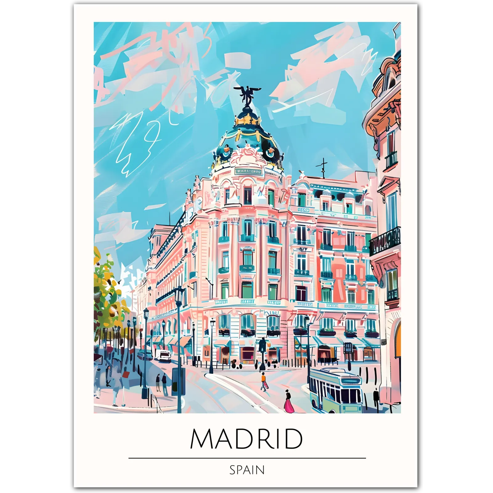 Madrid Cityscape Art Print - Iconic Spanish Architecture and Urban Vibes