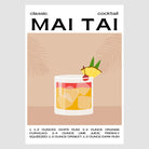 Mai Tai Cocktail Art Print – Retro Amber & Coffee Bar Decor 1