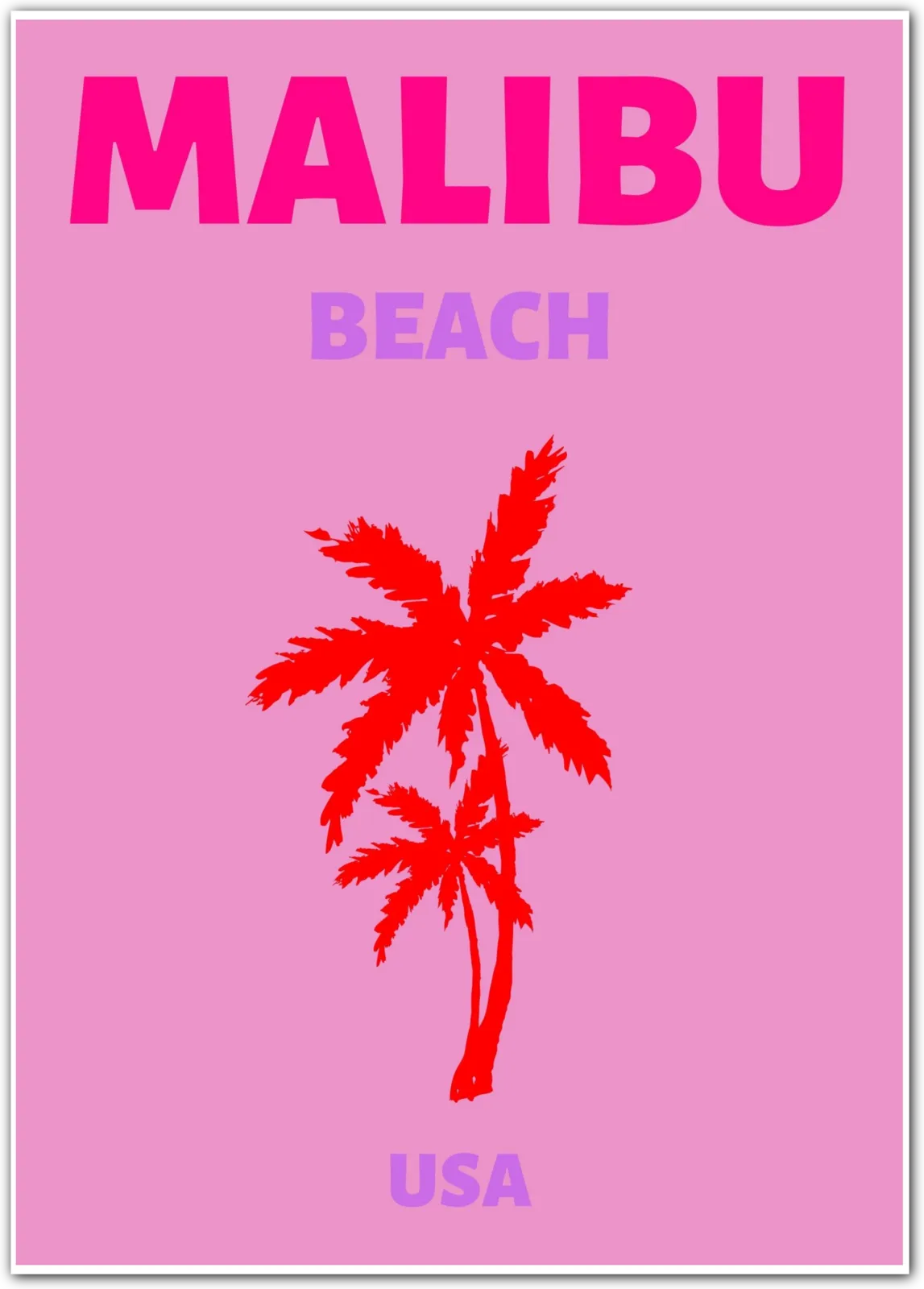 Malibu Pink Palm Trees Sunset Art Print