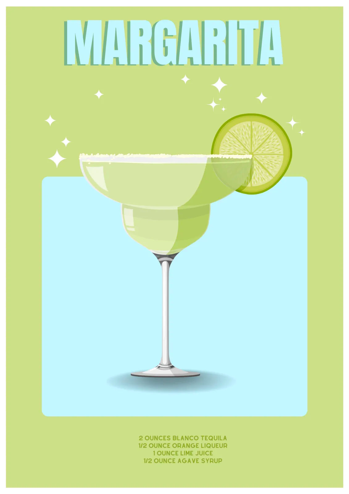 Margarita Art Print – Bold Lime Green & Powder Blue Decor 3