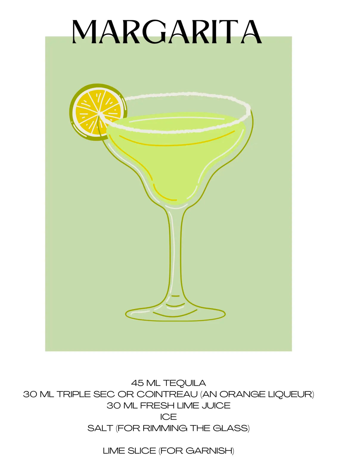 Margarita Art Print – Bold Lime Green Retro Cocktail Decor 3