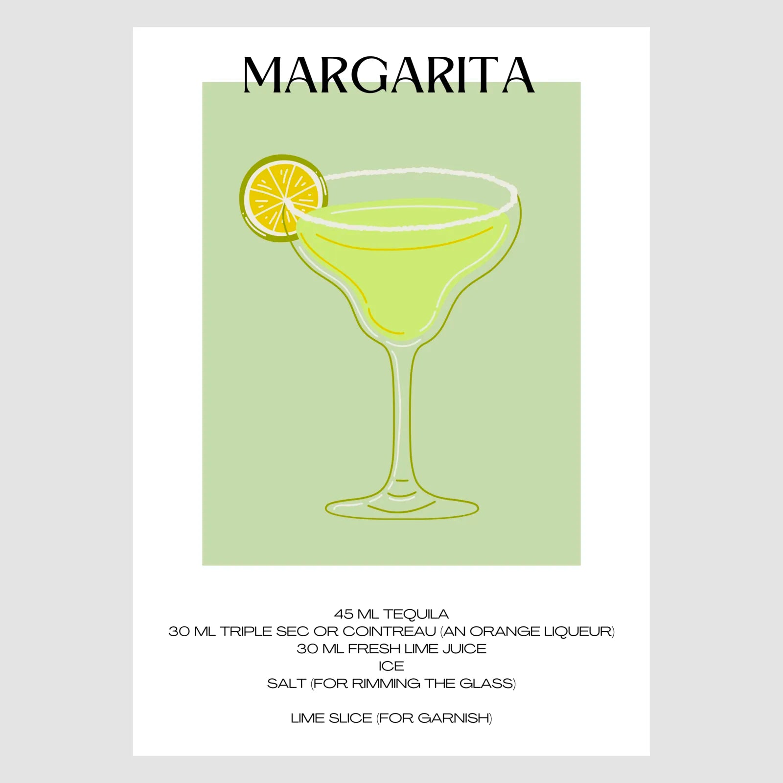 Margarita Art Print – Bold Lime Green Retro Cocktail Decor 1