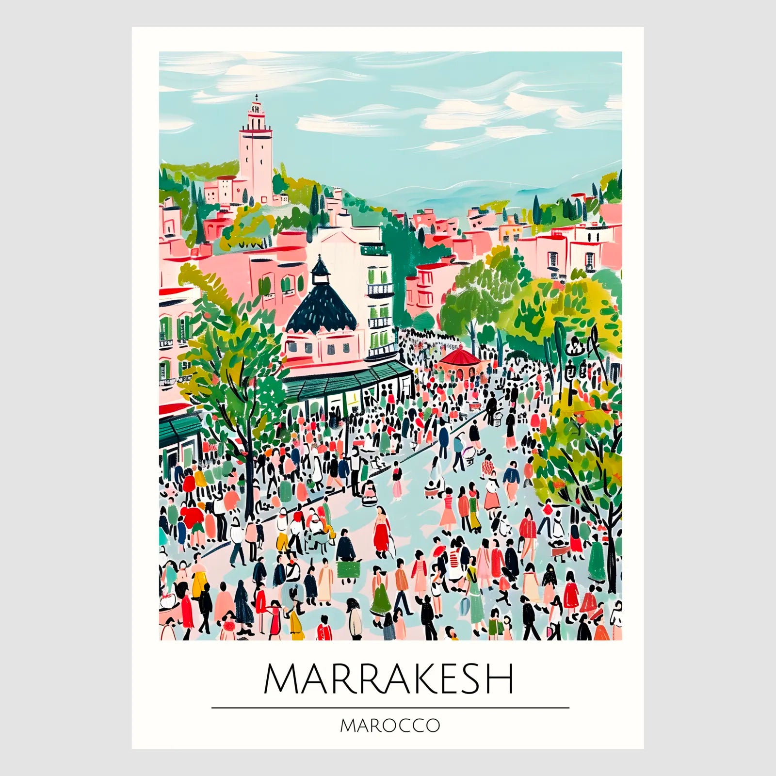 Marrakech Market Scene Art Print 1