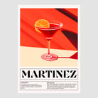 Martinez Cocktail Art Print – Bold Red & Orange Retro Decor 1