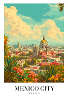 Mexico City Art Print With Bold Florals And Vibrant Skyline 3