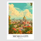 Mexico City Art Print With Bold Florals And Vibrant Skyline 1