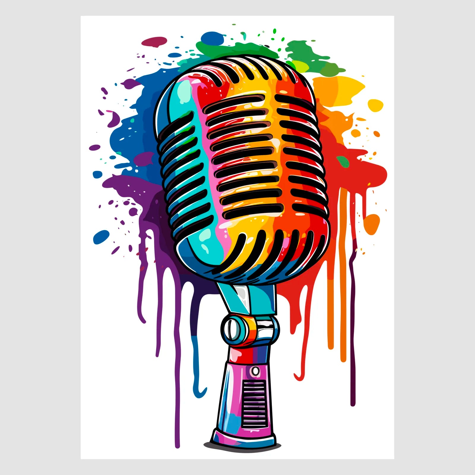 Retro Paint Splashes Microphone Art 1