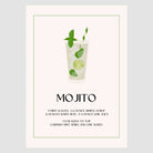 Mojito Art Print – Simple Green & White Cocktail Design 1