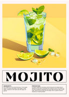 Mojito Art Print – 70s Retro Green & Yellow Cocktail Design 3