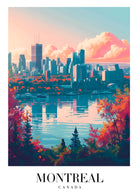 Montreal Autumn Art Print With Skyline And St. Lawrence River 3