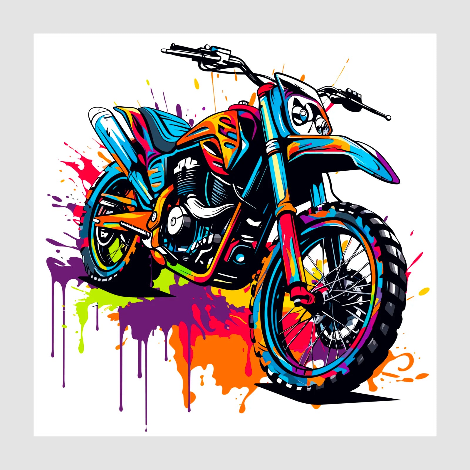 Rally Motorbike In Paint Explosion Design 1