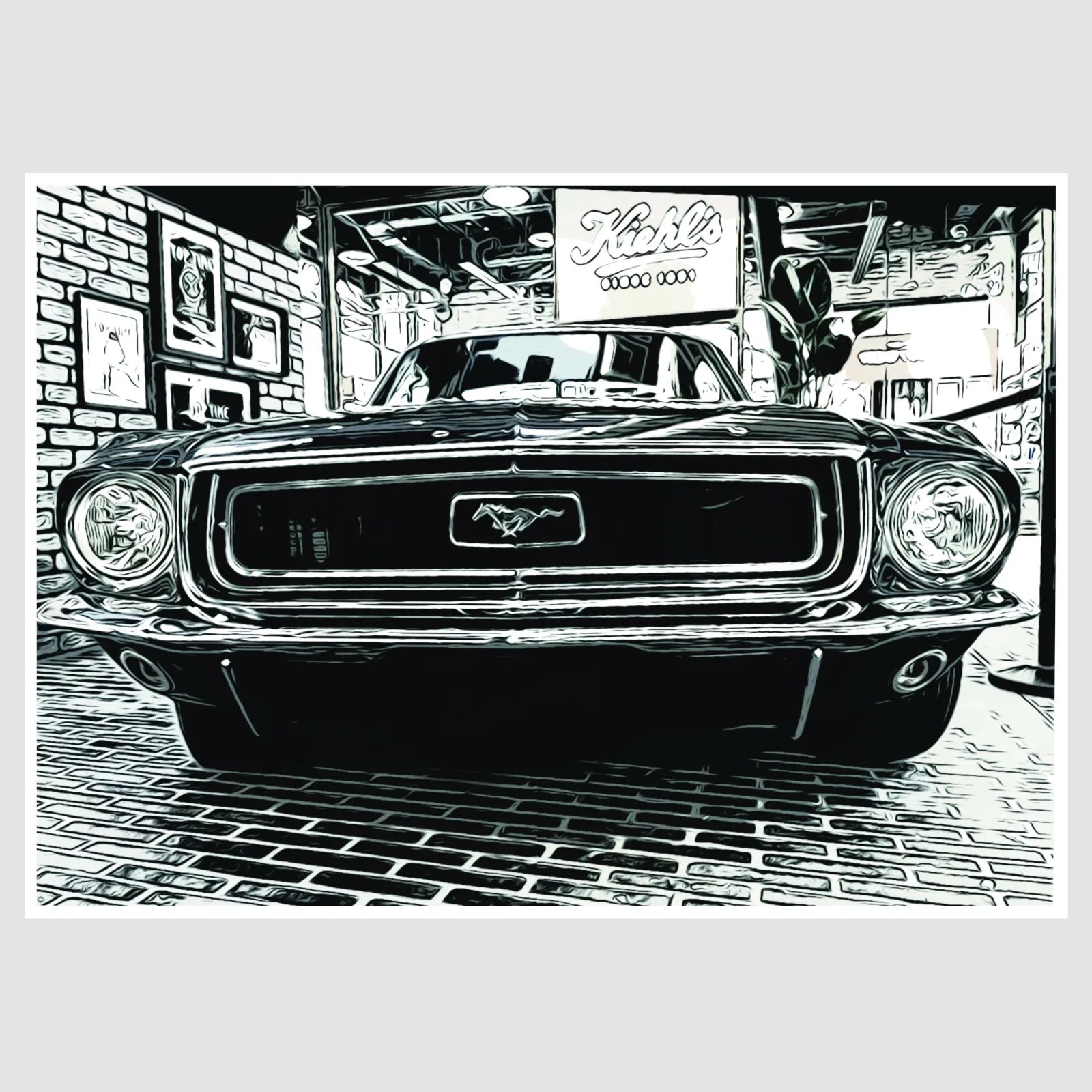 Black And White Mustang Wall Art