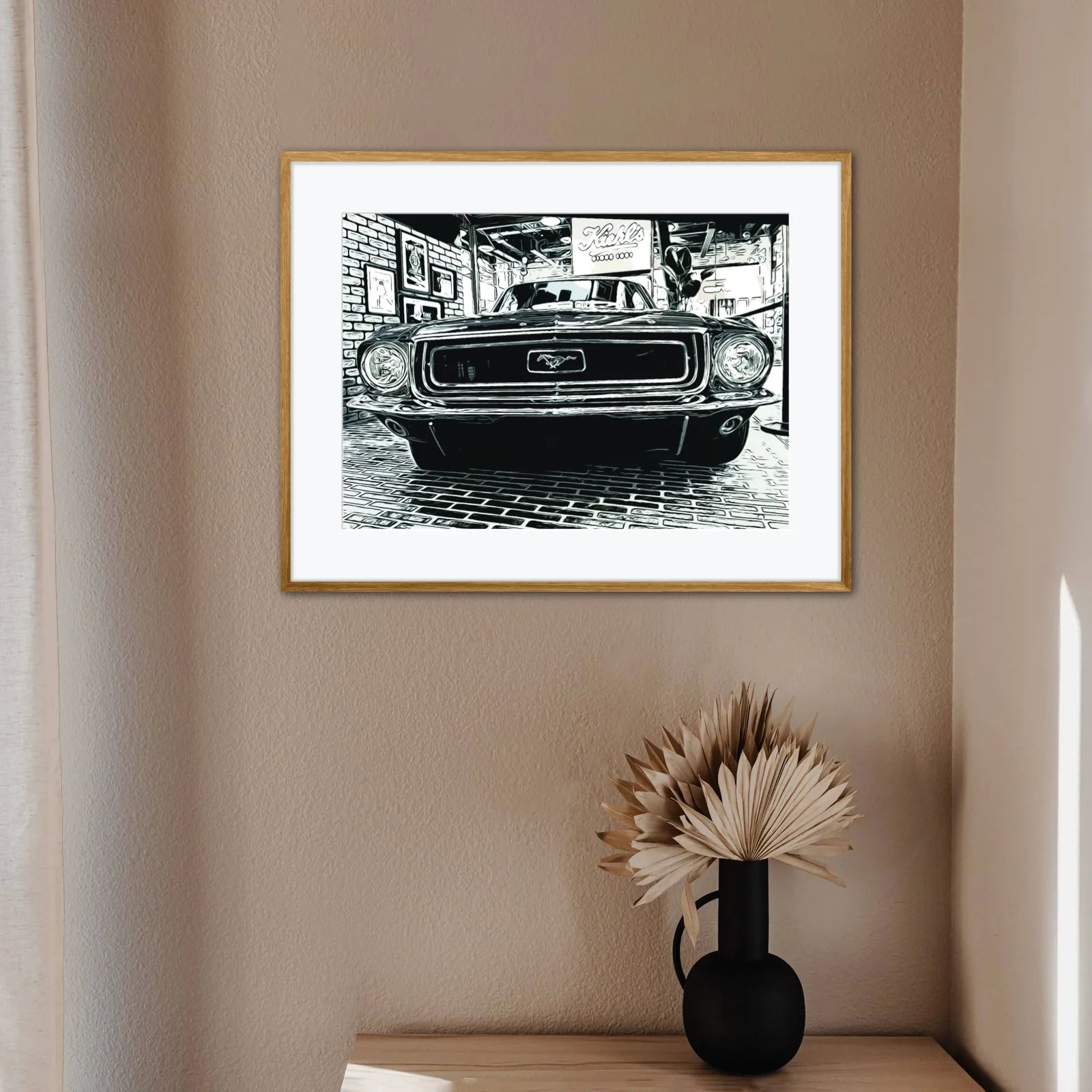 Black And White Mustang Wall Art