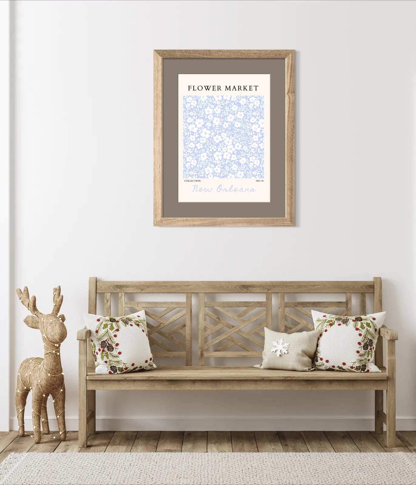 New Orleans Flower Market Art Print – Pastel Blue Southern Charm