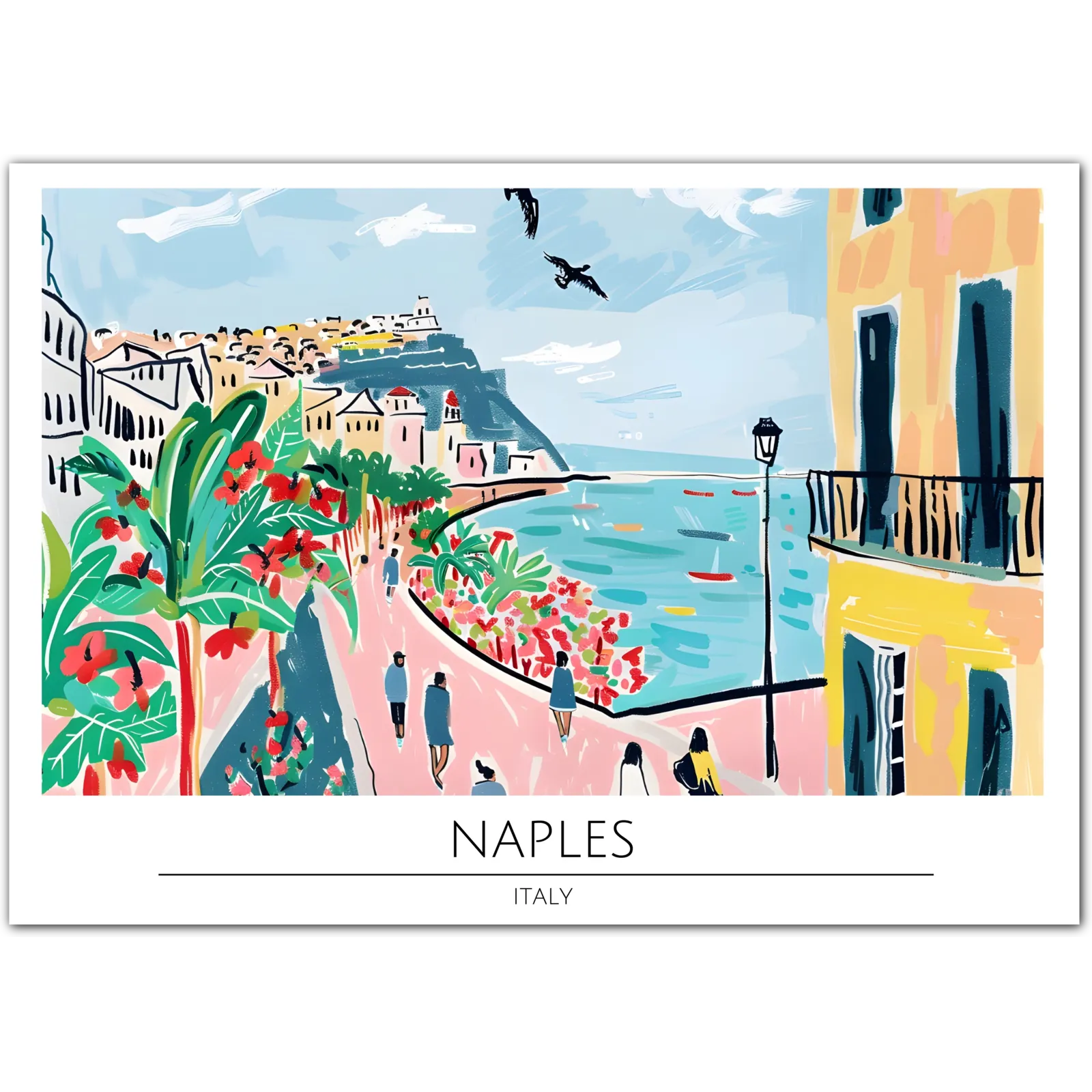 Charming Naples Coastline - Italy Coastal Art Print