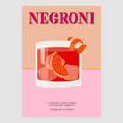 Negroni Art Print – Peach & Pink Retro Cocktail Design 1