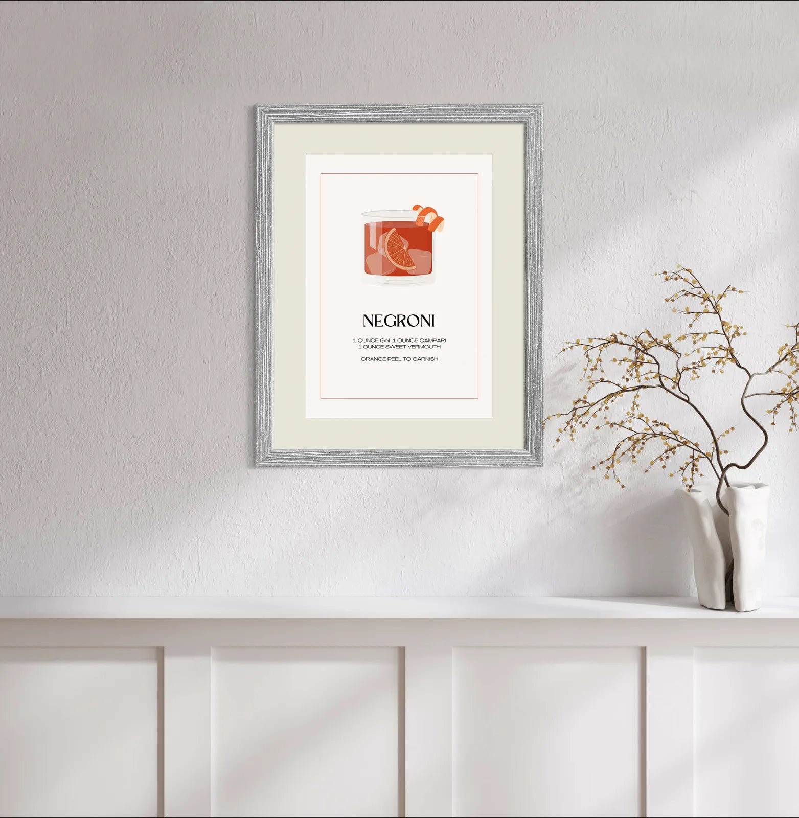 Negroni Art Print – Minimalist Orange & White Cocktail Design 2