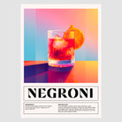 Negroni Art Print – Vibrant Colours & Reflections Cocktail Design 1