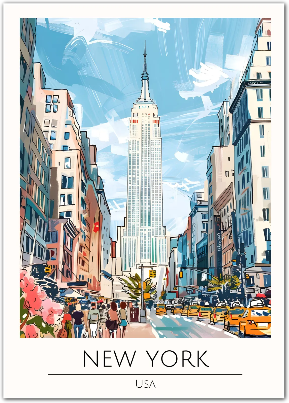 New York City Art Print - Empire State Building and City Streets