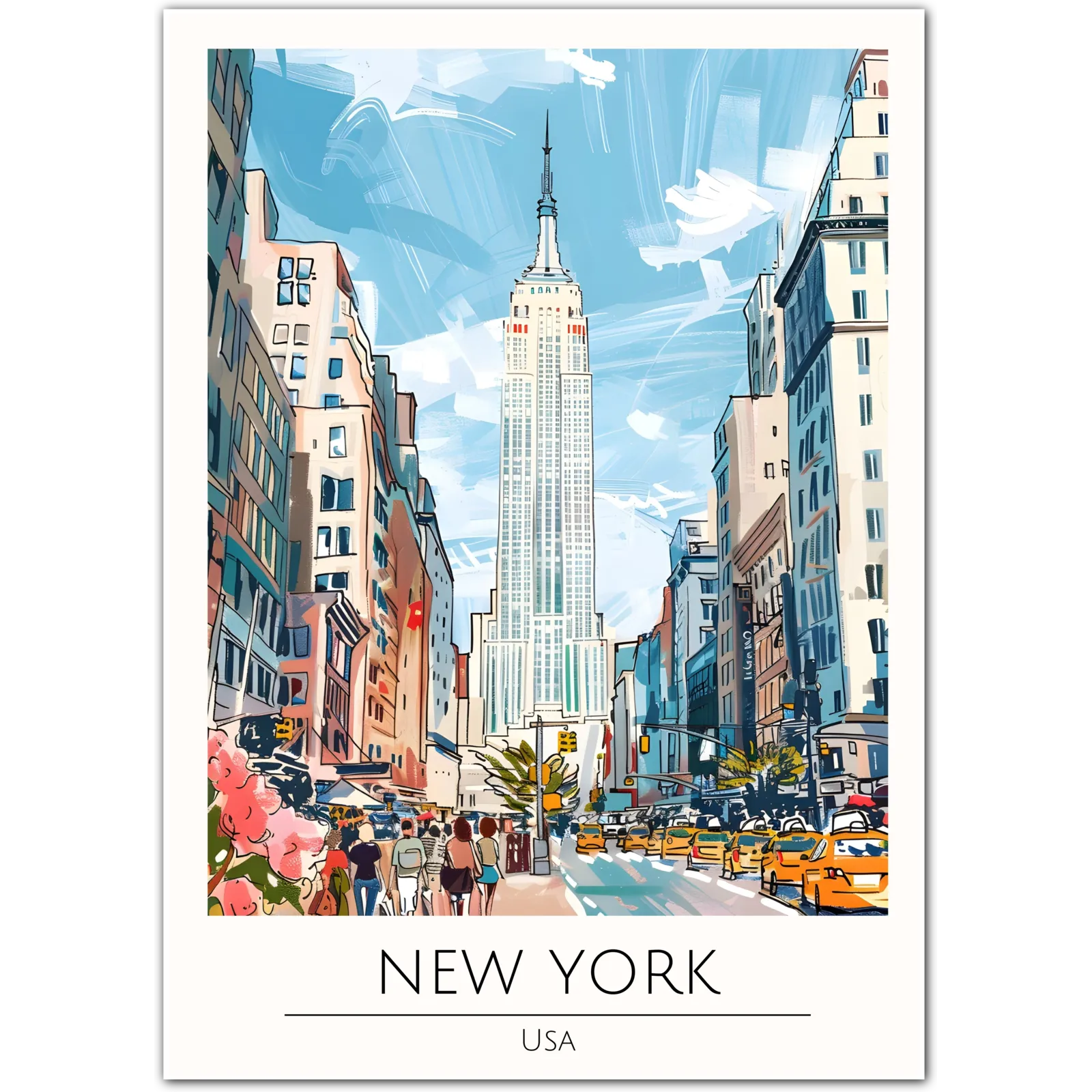 New York City Art Print - Empire State Building and City Streets