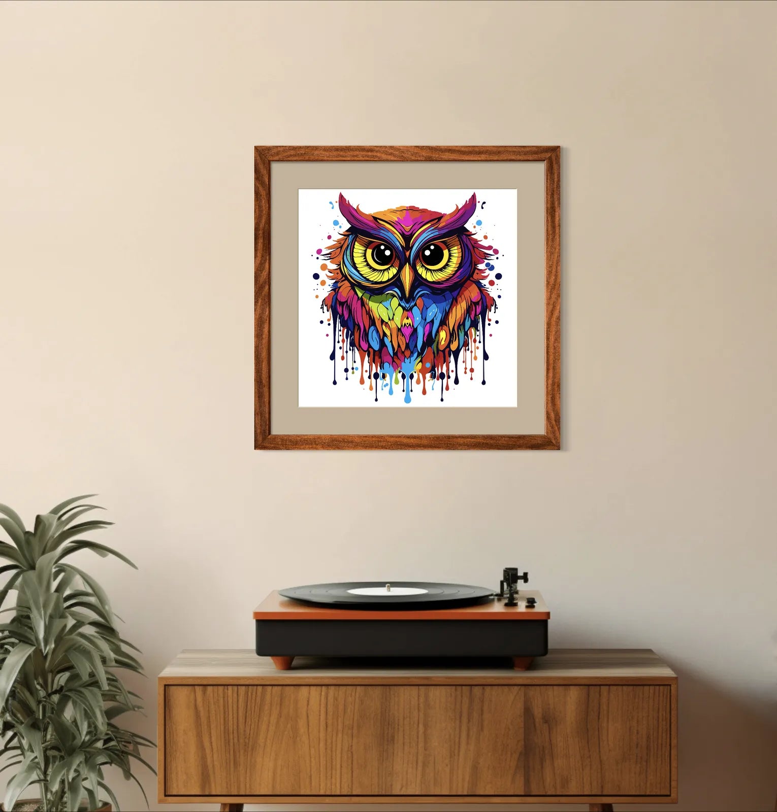 Wise Owl Colour Splash Art Print 2