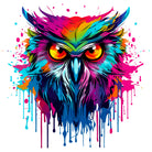 Bright Owl Colour Splash Digital Art Print 3