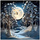 Moonlit Winter Forest - Layered Paper Cutout Art Print 3