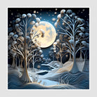 Moonlit Winter Forest - Layered Paper Cutout Art Print 1