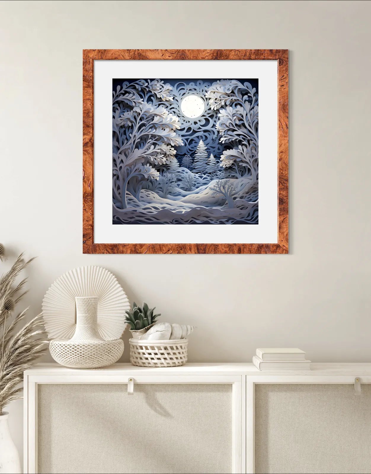 Enchanted Winter Forest: Layered Paper Cutout Art Print 2