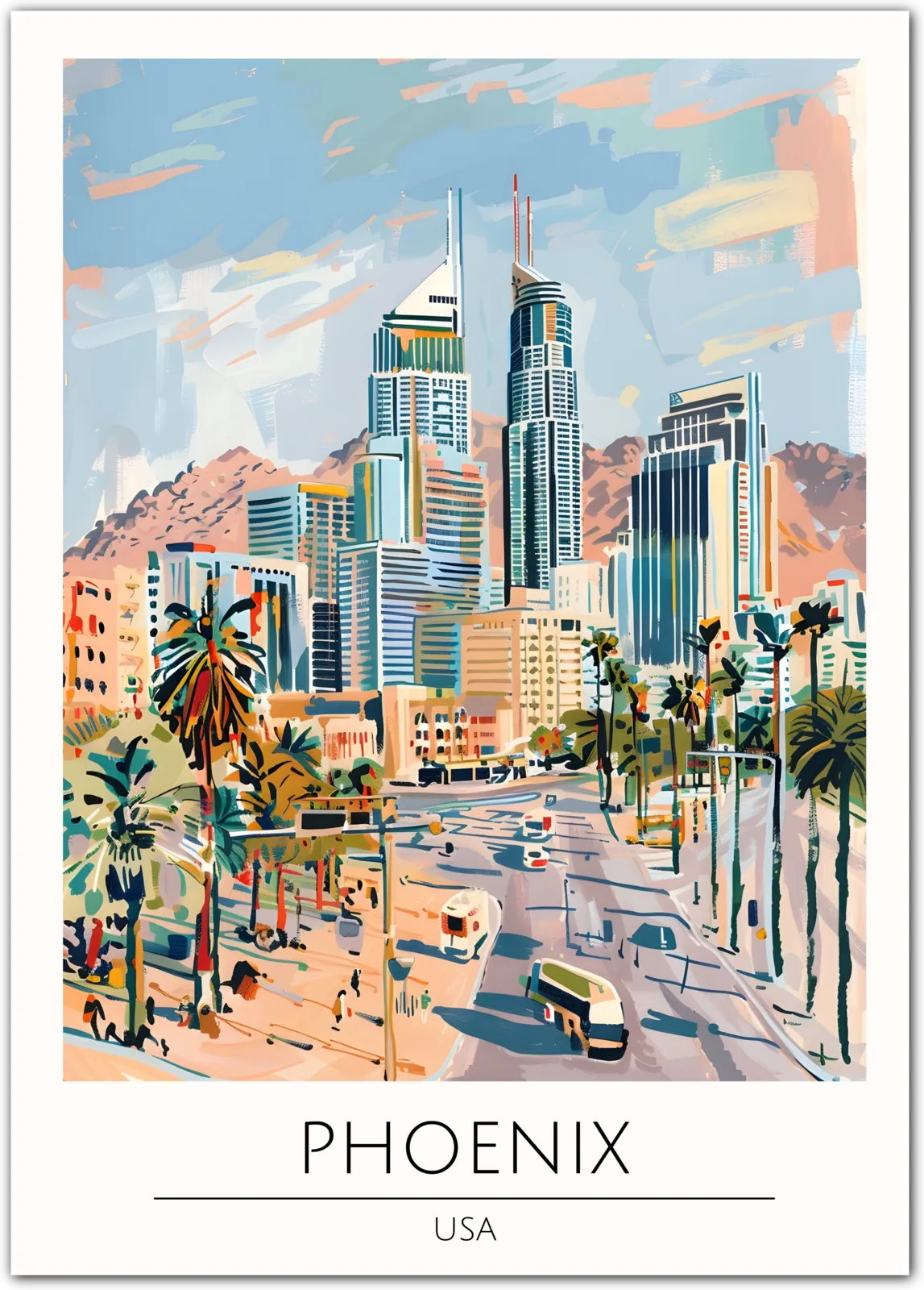 Phoenix USA Art Print – Desert Cityscape