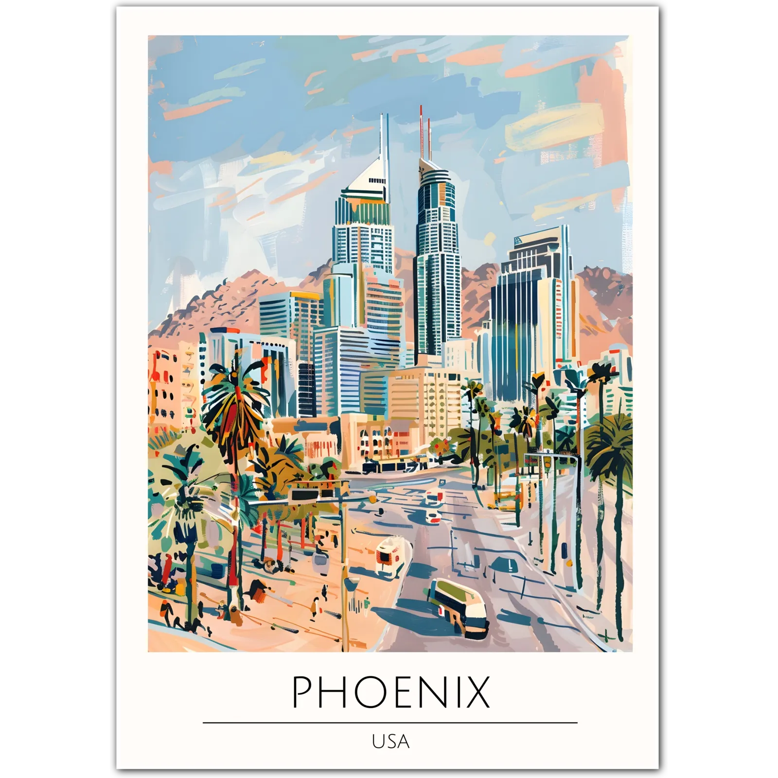 Phoenix USA Art Print – Desert Cityscape