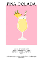 Pina Colada Art Print – Simple Pink & Yellow Cocktail Design 3